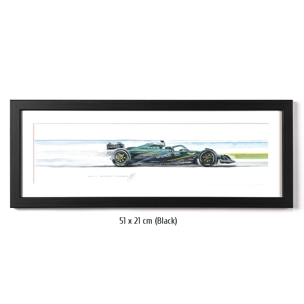 Aston Martin Racing F1 Limited Edition Racing Car Framed Print Artwork - 51 x 21cm