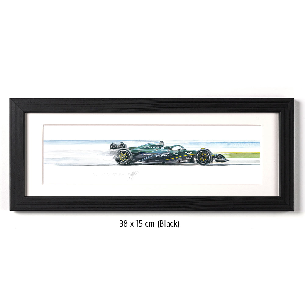 Aston Martin Racing F1 Limited Edition Racing Car Framed Print Artwork - 38 x 15cm