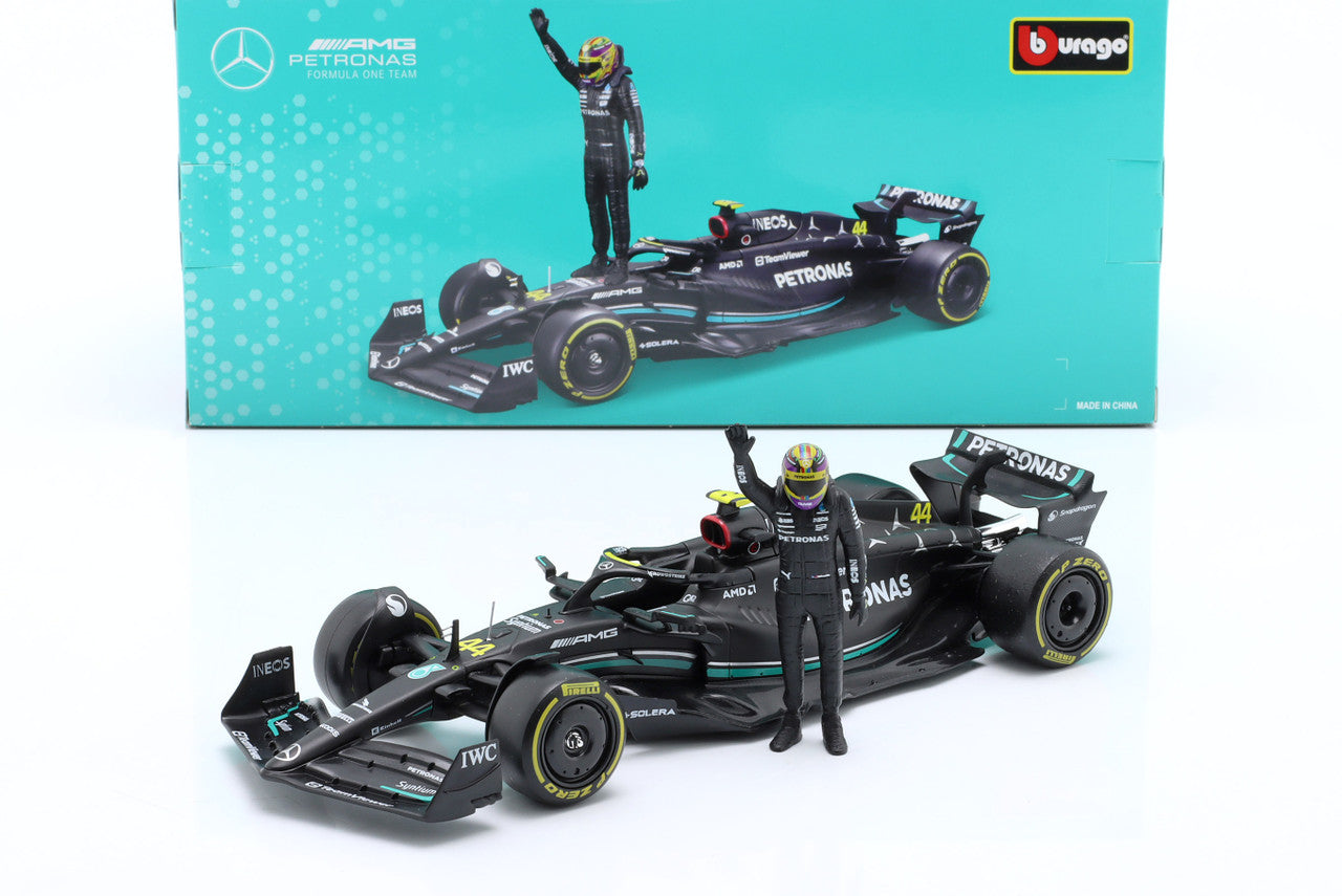 Mercedes AMG Petronas F1 Team Burago Lewis Hamilton 1/24 Scale Model Racing Car With Figure