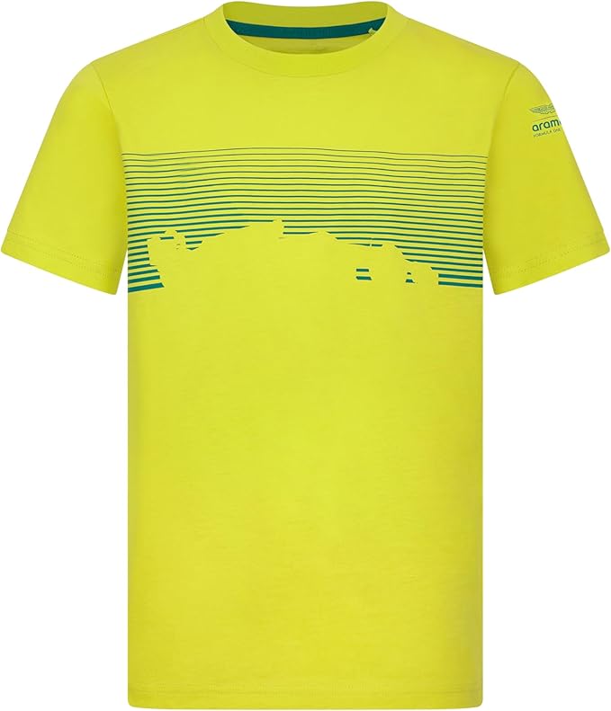 Aston Martin F1 Team Official Kids Car Logo T-Shirt Lime Green