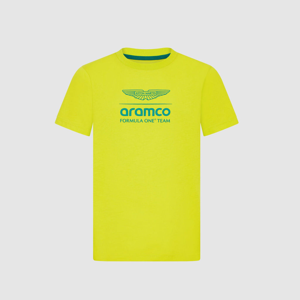 Aston Martin F1 Team Official Kids Logo T-Shirt Lime Green