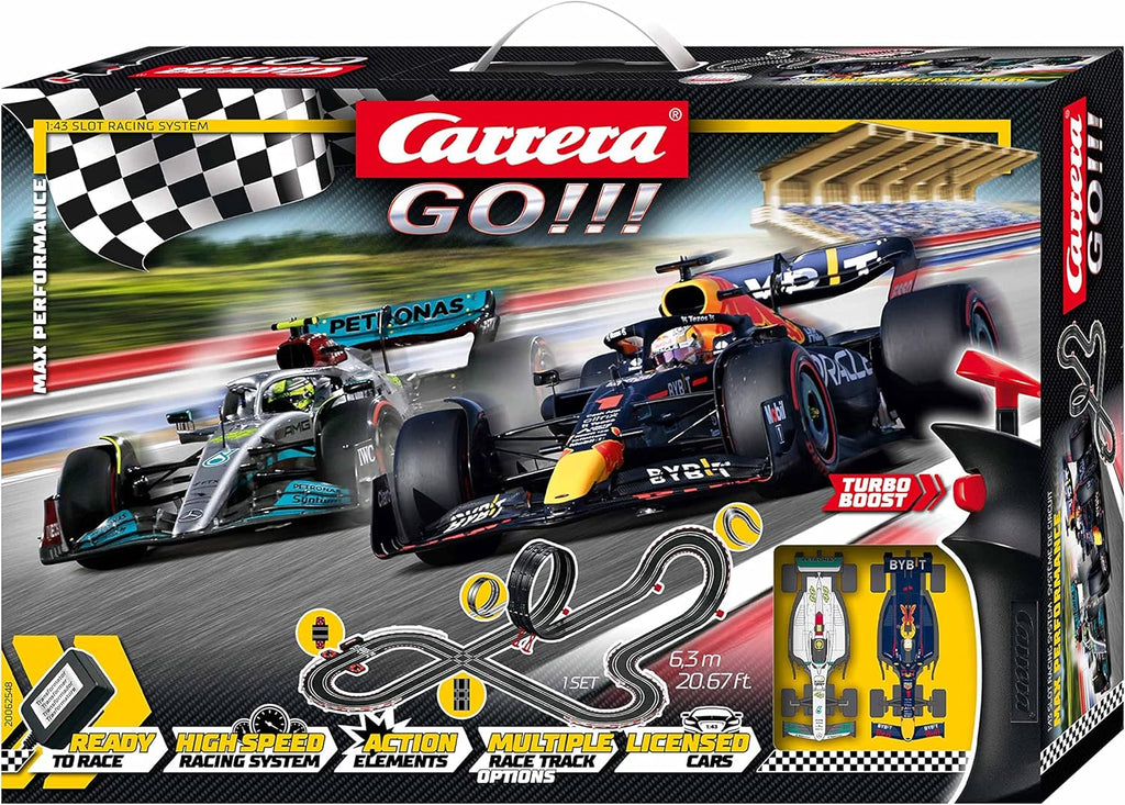 Carrera GO 20062548UK Max Performance F1 Slot Racing Track With Red Bull and Mercedes