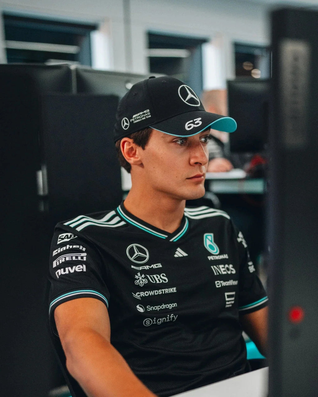 Mercedes AMG Petronas F1 Team 2025 Adidas George Russell Drivers Baseball Cap
